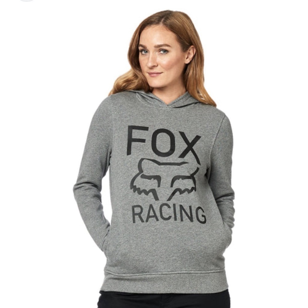 Fox Racing Established Pullover Hoodie Women's Small Logo Gray Pockets EUC